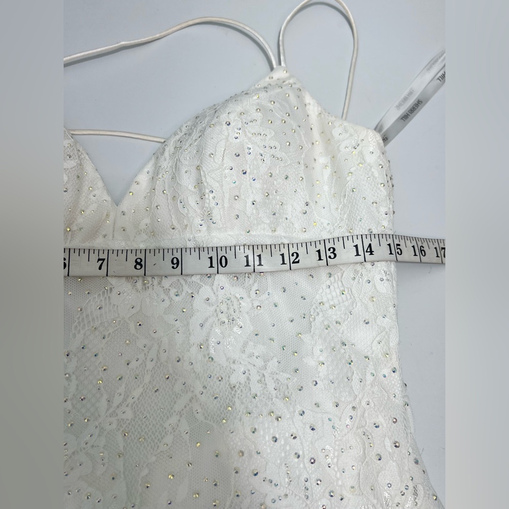 Sherri Hill White Floral Lace Sleeveless Wedding Midi Womens Dress Size 14 - Picture 8 of 11